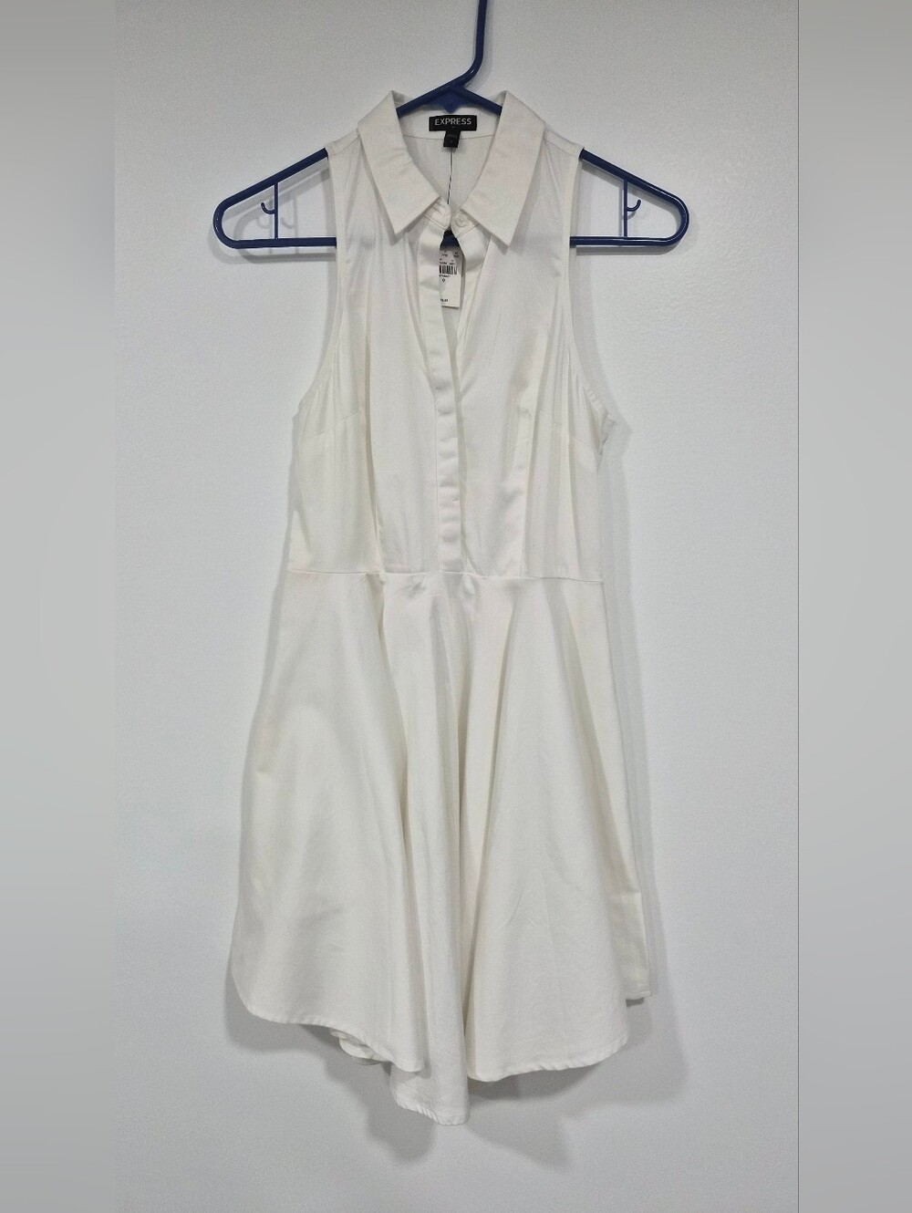 Express White Sleeveless Collared Fit & Flare Mini Dress - Size 0 - New With Tag